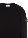 Men's Logo Patch Crew Neck Soft Cotton Knit Top Black - STONE ISLAND - BALAAN 4