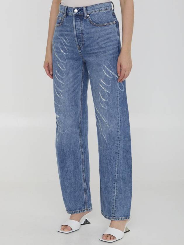 Denim Straight Pants 4DC3244412 473 BLUE - ALEXANDER WANG - BALAAN 3