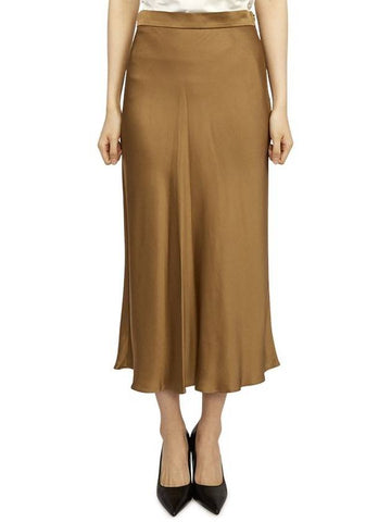 Women's Zurlo Envers Satin A Line Skirt Brown - MAX MARA - BALAAN 1