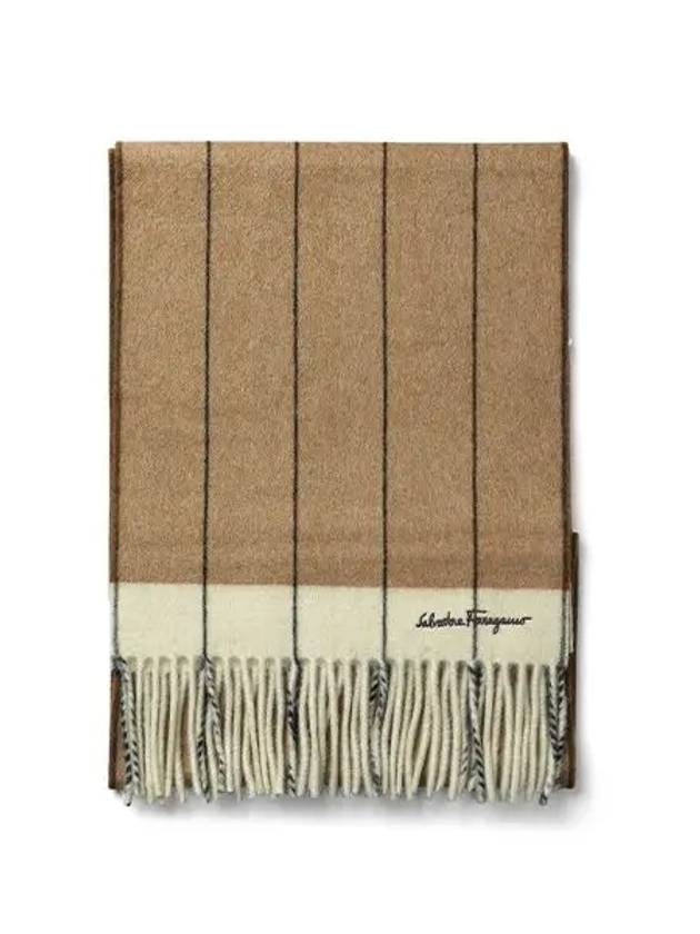 Mixed Cashmere Muffler Camel - SALVATORE FERRAGAMO - BALAAN 3