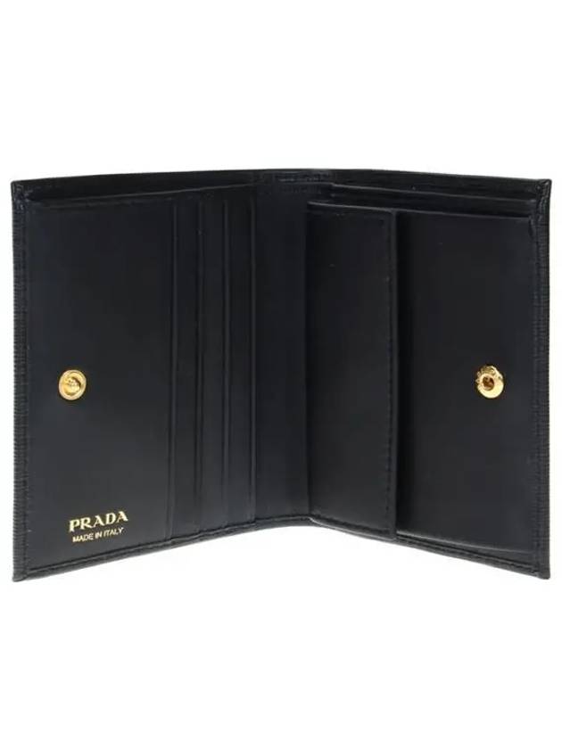 Vitello Gold Logo Bifold Wallet Black - PRADA - BALAAN 7