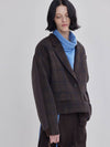 Jumper Mix Check Drop Shoulder Jacket Brown - LIE - BALAAN 1