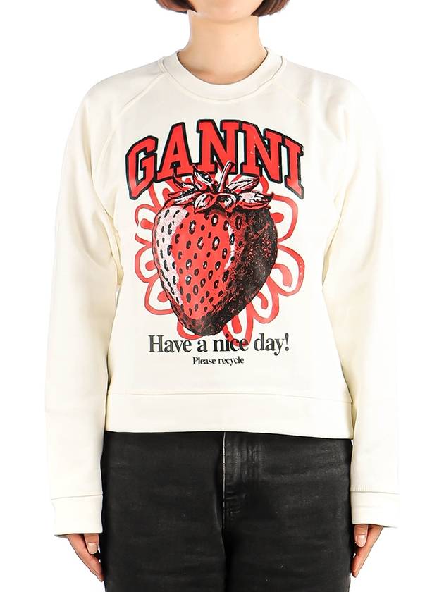 Isoli Raglan Strawberry Sweatshirt Vanilla Ice - GANNI - BALAAN 2