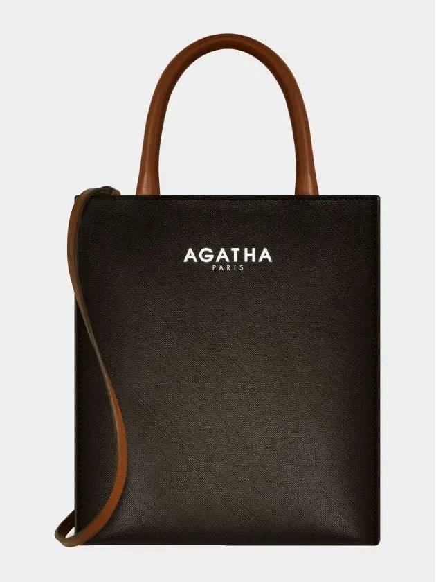 Leather Mini Book Tote Bag Dark Khaki - AGATHA APPAREL - BALAAN 5