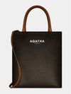 Leather Mini Book Tote Bag Dark Khaki - AGATHA APPAREL - BALAAN 6