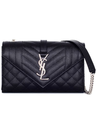 Quilted Envelope Small Shoulder Bag Black - SAINT LAURENT - BALAAN 2