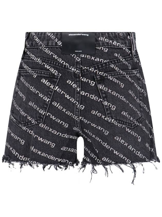 Grey Age Denim Bite Logo Shorts Black - ALEXANDER WANG - BALAAN 3