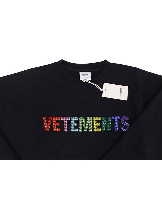 Crystal Logo Crew Neck Sweatshirt Black - VETEMENTS - BALAAN 8