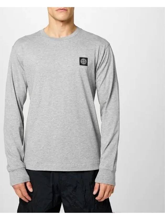 Chest Patch Long Sleeve T-Shirt Melange Grey - STONE ISLAND - BALAAN 2