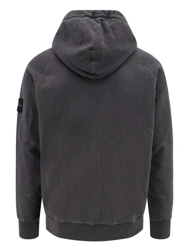 Men's Garment Dyed Malfile Zip Up Hoodie Grey - STONE ISLAND - BALAAN 3