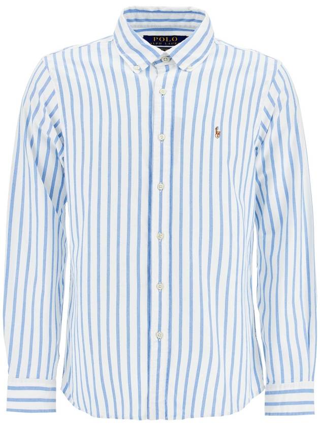 Men's Striped Custom Fit Long Sleeve Shirt Blue - POLO RALPH LAUREN - BALAAN 2