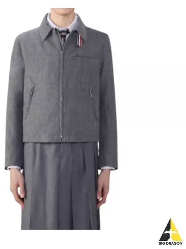 Crispy Wool Golf Zip-Up Jacket Grey - THOM BROWNE - BALAAN 2