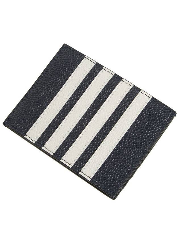 Pebble Calfskin 4-Bar Applique Note Card Wallet Navy - THOM BROWNE - BALAAN 6