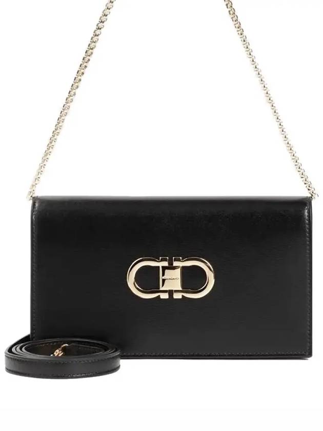 Double Gancini Mini Bag Black - SALVATORE FERRAGAMO - BALAAN 3