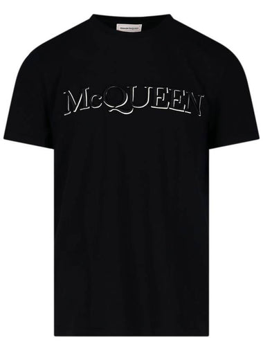 Logo Cotton Short Sleeve T-Shirt Black - ALEXANDER MCQUEEN - BALAAN 1