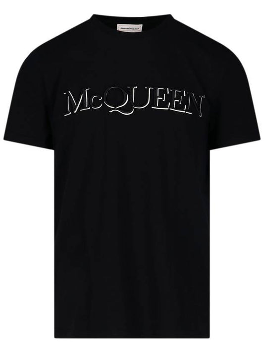 Logo Cotton Short Sleeve T-Shirt Black - ALEXANDER MCQUEEN - BALAAN 1