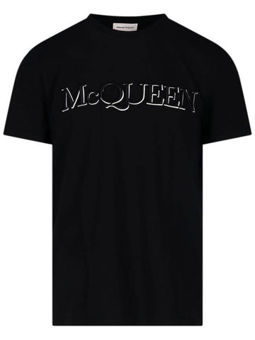 Logo Cotton Short Sleeve T-Shirt Black - ALEXANDER MCQUEEN - BALAAN 1