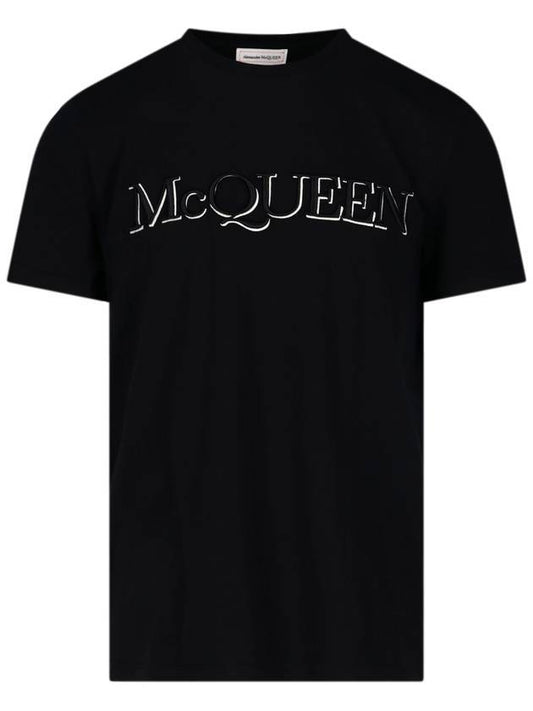 Logo Cotton Short Sleeve T-Shirt Black - ALEXANDER MCQUEEN - BALAAN.