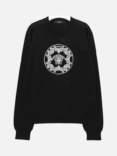 Medusa Crew Neck Wool Knit Top Black - VERSACE - BALAAN 2