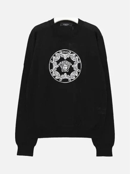 Medusa Crew Neck Wool Knit Top Black - VERSACE - BALAAN 2