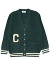 College Logo Patch Wool Long Cardigan Green - CELINE - BALAAN 3