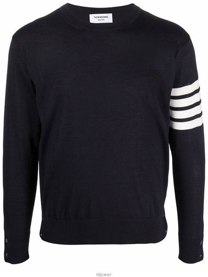 4 Bar Armband Classic Merino Wool Knit Top Navy - THOM BROWNE - BALAAN 2