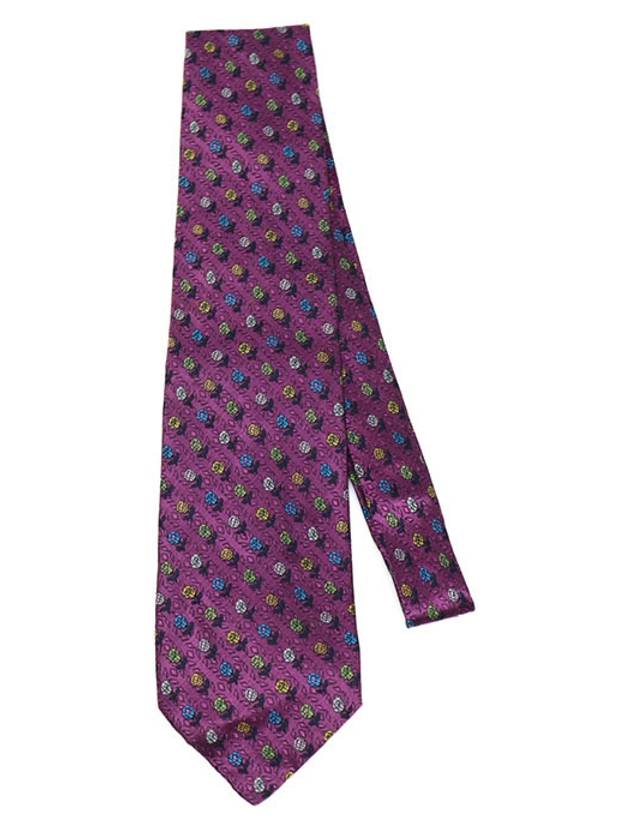 100 silk purple flower pattern tie - A. TESTONI - BALAAN 3