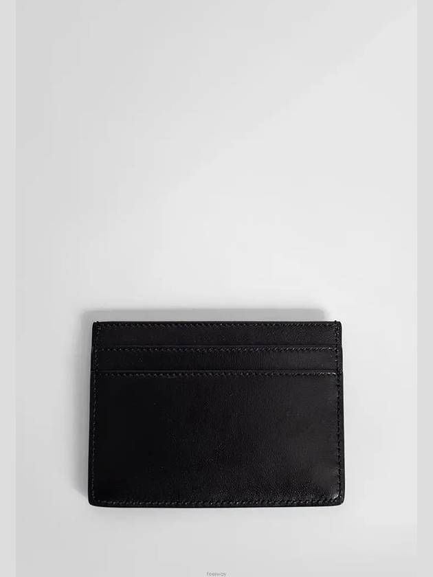 YLS Minimal Silver Tone Logo Monogram Smooth Leather Card Holder Black - SAINT LAURENT - BALAAN 3