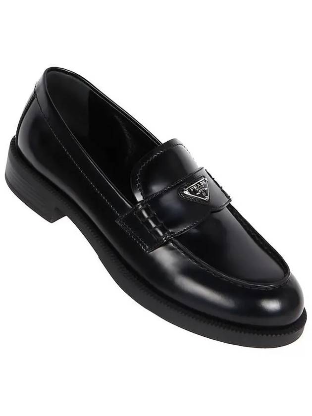 Triangle Logo Leather Loafers Black - PRADA - BALAAN 2