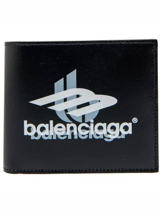 Logo Print Leather Half Wallet Black - BALENCIAGA - BALAAN 2