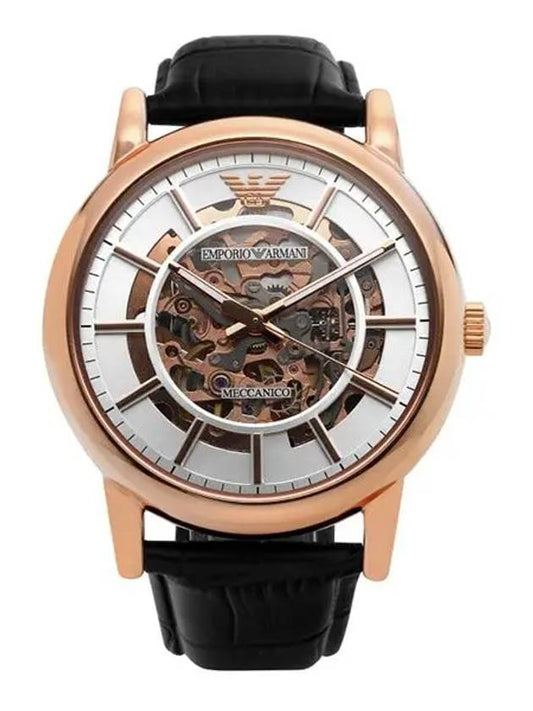 Skeleton Leather Watch Black - EMPORIO ARMANI - BALAAN 1