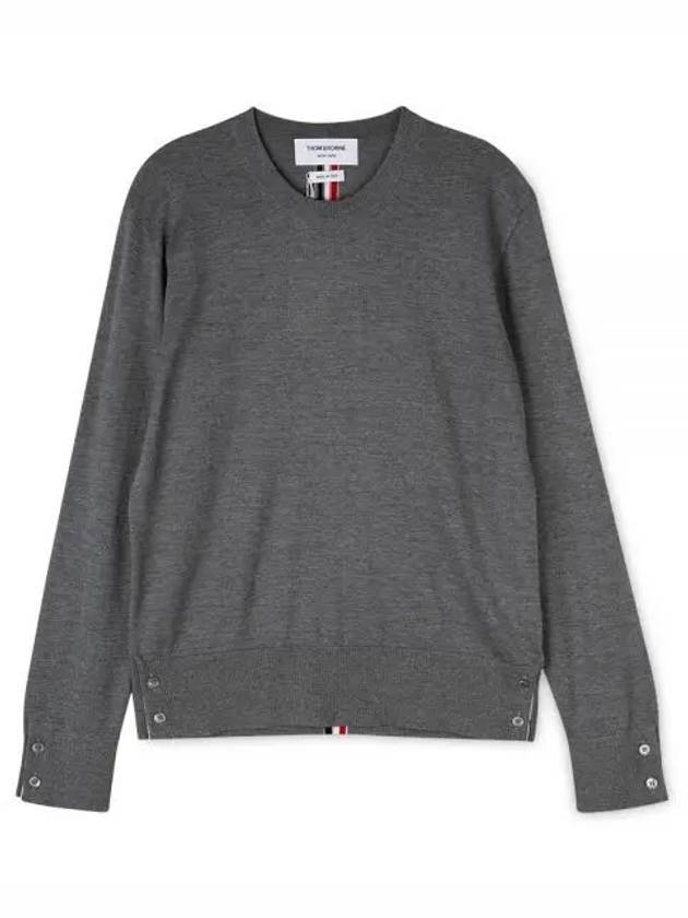 Back Stripe Merino Wool Knit Top Grey - THOM BROWNE - BALAAN 2