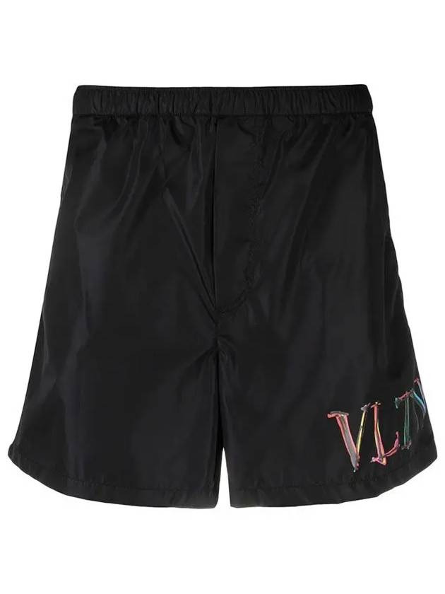 Graffiti VLTN Logo Swim Shorts Black - VALENTINO - BALAAN 2