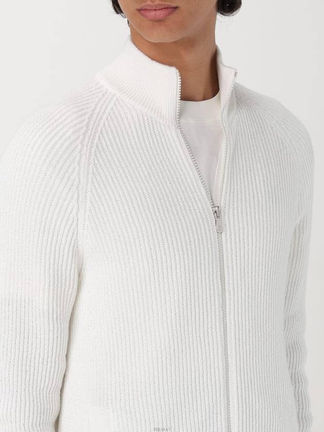 Ribbed Cotton Full-Zip Cardigan White - BRUNELLO CUCINELLI - BALAAN 4