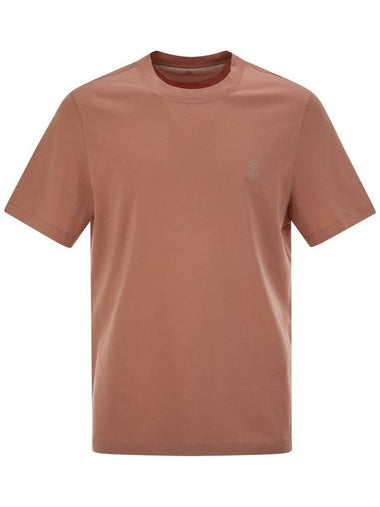 Crew-neck cotton jersey T-shirt with printed logo - BRUNELLO CUCINELLI - BALAAN 1