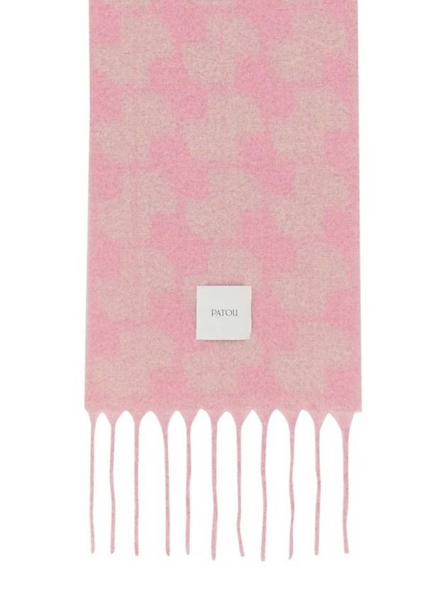 Logo Patch Alpaca Scarf Pink - PATOU - BALAAN 3