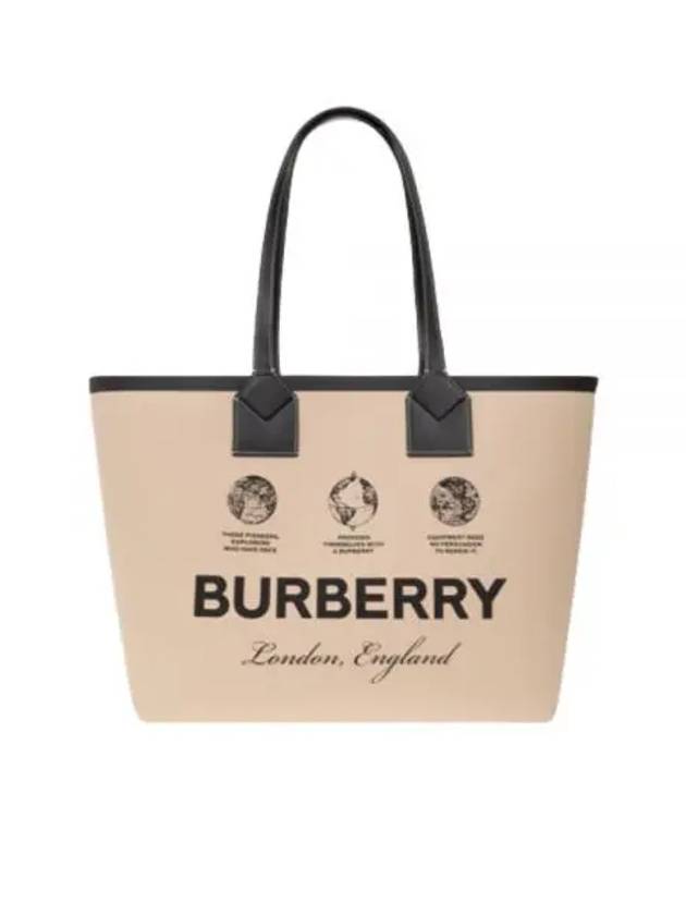 Label Print Medium London Cotton Tote Bag Beige - BURBERRY - BALAAN 2