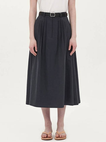 linen 8 tuck skirt_navy - JUN BY JUN K - BALAAN 1