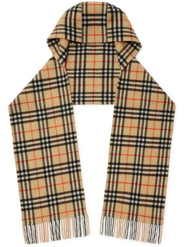 Check Cashmere Hooded Scarf Sand - BURBERRY - BALAAN 1