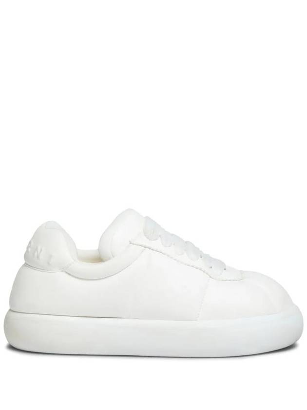 Padded Lace-up Leather Low Top Sneakers White - MARNI - BALAAN 1