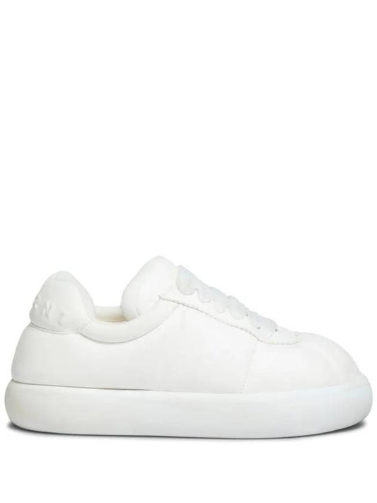 Padded Lace-up Leather Low Top Sneakers White - MARNI - BALAAN 1