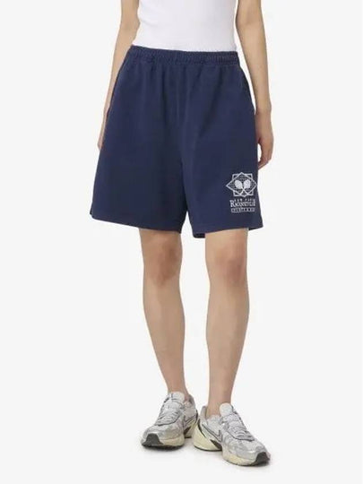 Women's Logo Print Shorts Navy - SPORTY & RICH - BALAAN 2