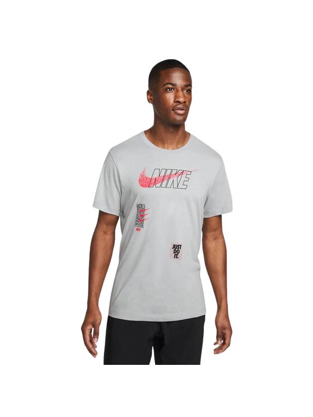 Triple Swoosh Dri Fit Short Sleeve T-Shirt Grey - NIKE - BALAAN 2