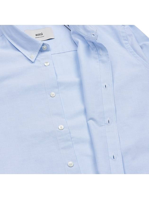 Button Down Cotton Oxford Long Sleeve Shirt Sky Blue - AMI - BALAAN 11