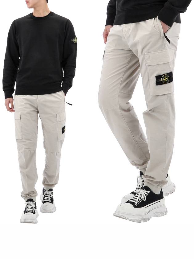 Stretch Cotton Tella Parachute Straight Pants Beige - STONE ISLAND - BALAAN 2