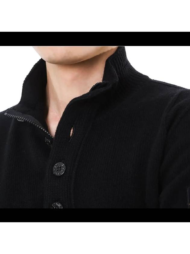 Wappen Patch Half Button Lambswool Knit Top Black - STONE ISLAND - BALAAN 10