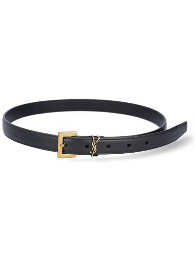 Monogram Square Leather Belt Black - SAINT LAURENT - BALAAN 4