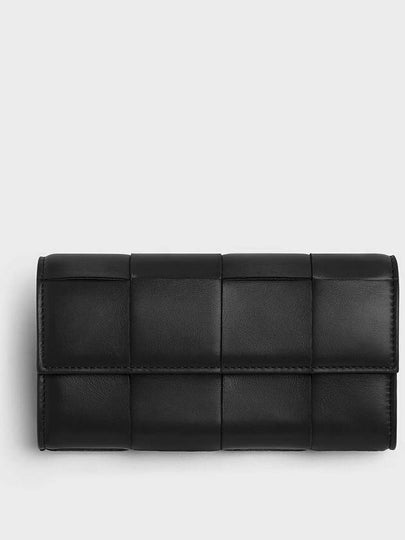 Cassette Flap Leather Long Wallet Black - BOTTEGA VENETA - BALAAN 2