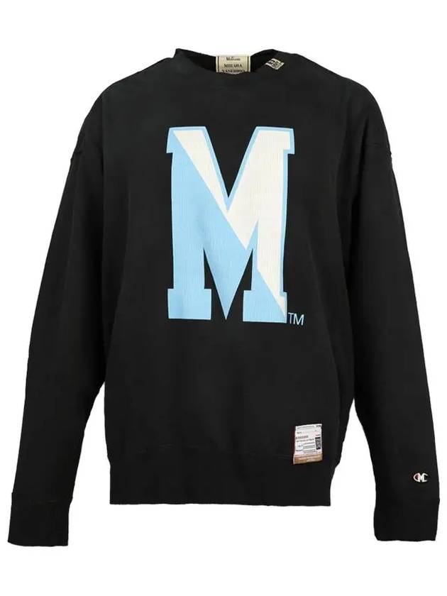 Logo Print Crew Neck Cotton Sweatshirt Black - MAISON MIHARA YASUHIRO - BALAAN 3