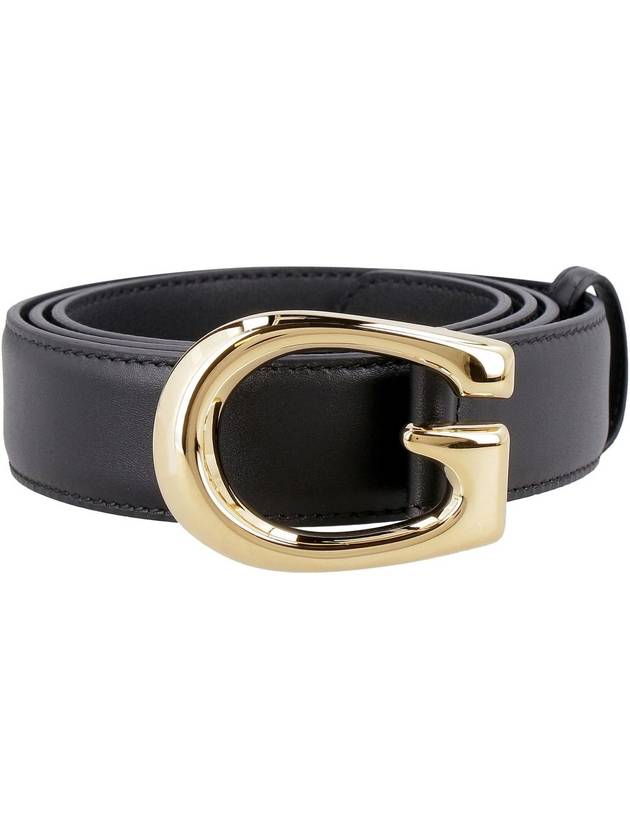 G Buckle Thin Leather Belt Black - GUCCI - BALAAN 3